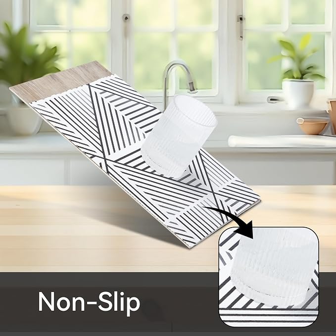 FIFTY FEET 12"x120" Non-Adhesive Shelf Liner for Kitchen Cabinets and Drawers, Washable Non-Slip PVC Cabinet Liner (Black Modern)(2 Roll) - Image 2
