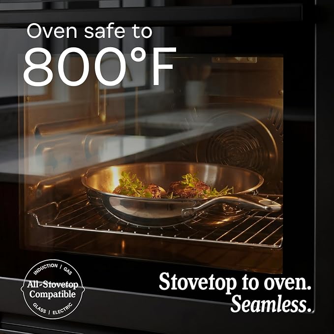 LEGEND COOKWARE 5-Ply Stainless Steel 7-Quart Saute Pan with Lid - Induction Compatible, Oven Safe 800°F - Non-Toxic, No Coatings - Even Heating, Won't Warp - Built to Last Generations - Image 4