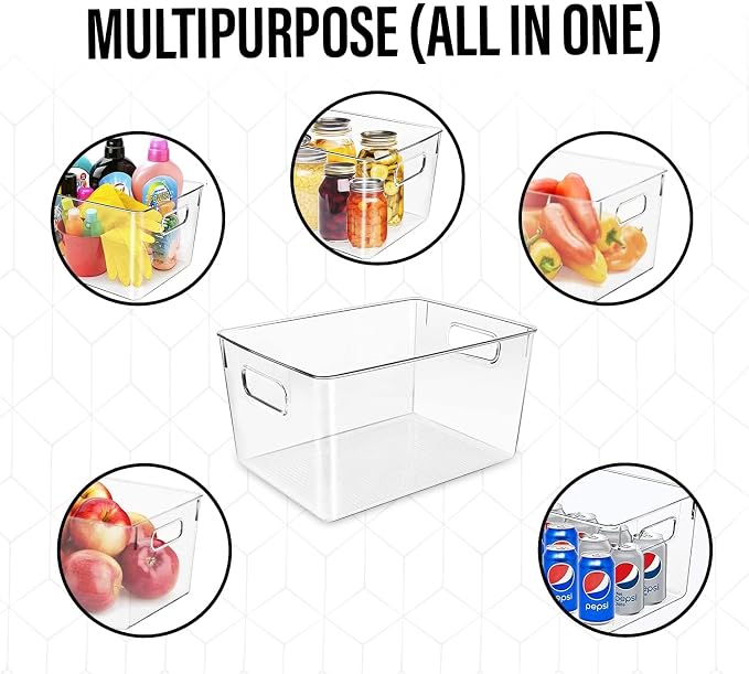Clear storage organizer bins, Kitchen Cabinet Organizers and Storage Baskets Pantry Fridge Containers for Organizing Cabinet Organization Perfect for, Foods, Snacks, Chips, Vitamin, Spices, Makeup - Image 6