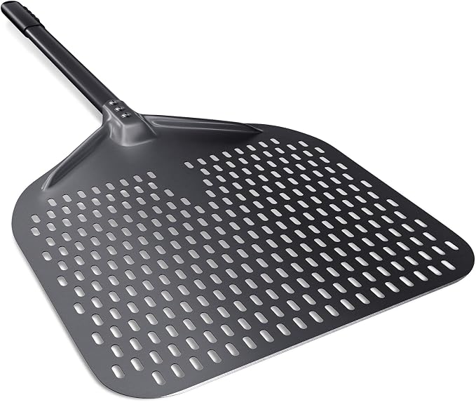 14" Perforated Pizza Peel, 14" x 16" Lightweight Aluminum Pizza Turning Peel, Commercial Pizza Paddle, 34 Inch Overall by NUTUNIDESIGN