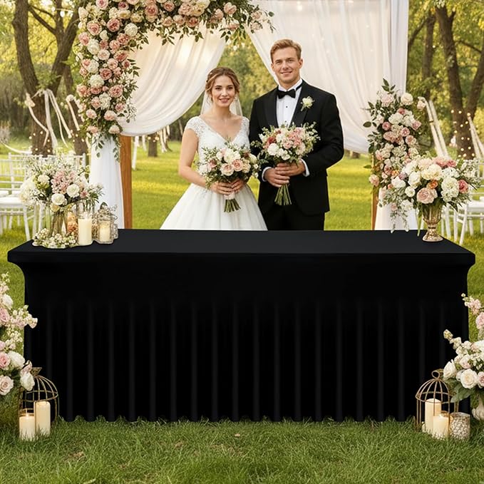 Moosfor Spandex Fitted Rectangle Tablecloth, Elastic Table Skirt - Image 2