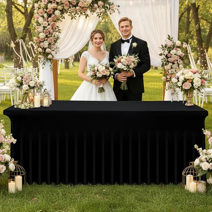 Moosfor Spandex Fitted Rectangle Tablecloth, Elastic Table Skirt - Image 2