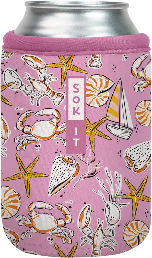 Sok It CanSok Sleeve for Beer & Soda Insulated Neoprene Cover (Tidal Treasures, 12oz Can Sleeve)