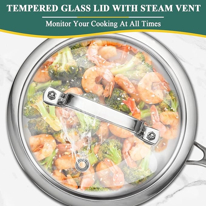 DELARLO Tri-Ply Stainless Steel Saucepan 1QT 2QT Kitchen Pot Set - Image 5