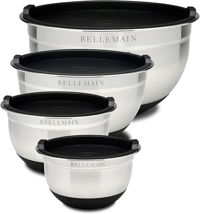 Bellemain Stainless Steel Mixing Bowls with Airtight Lids Set - Set of 4 by Bellemain