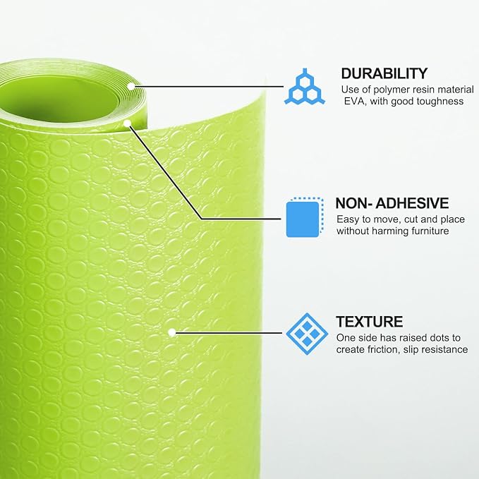 Bloss Shelf Liners, Non Adhesive EVA Drawer Mat Liners Roll for Bathroom, Kitchen, Desks, Deco Shelves 17.7x59 inch-Green - Image 2