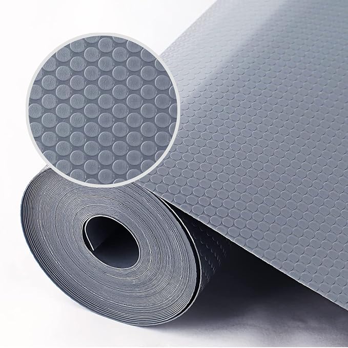 WochiTV Shelf Liner for Cabinets, Drawer 11.8 Inch x 4.9 Feet, Non Slip EVA Plastic Oil Proof and Slippery Protection Pad for Kitchen Dish Plate Shelf, Organizer, Closet, Cupboard, Grey by WochiTV