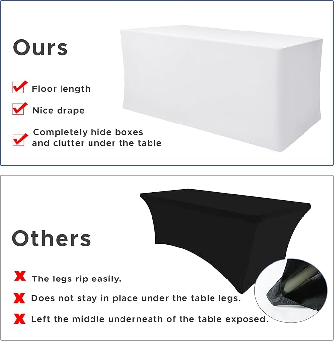 Rectangle Spandex Fitted Tablecloths For Vendor 4 Pcs 48X24 Inch White - Image 5