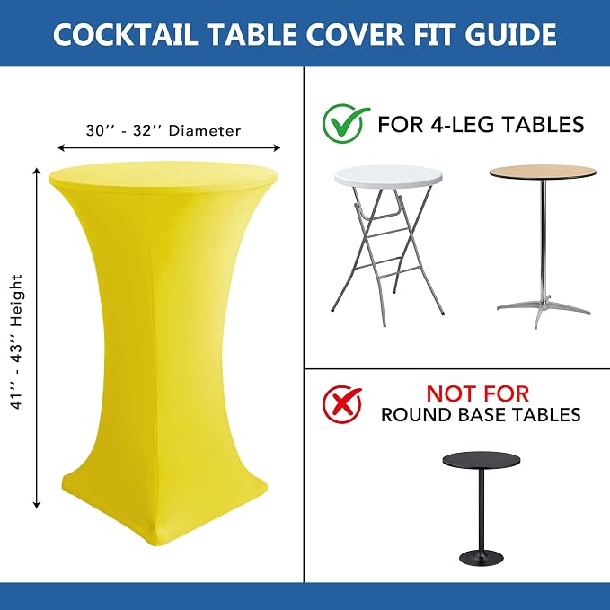 Cocktail Table Covers-Spandex Round High Top Table Cloths Party Yellow - Image 7