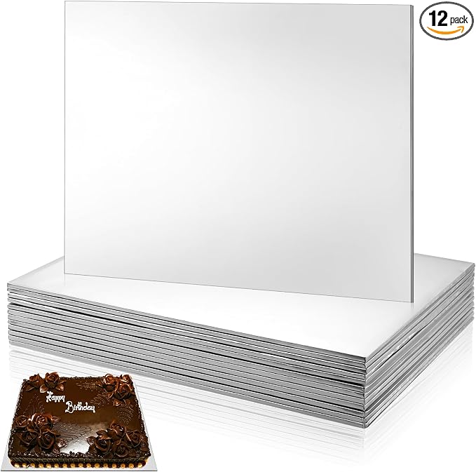 Jingmore 12 Pcs Half Sheet Rectangle Cake Drum Board, 14 x 19 Inch, Silver by Jingmore