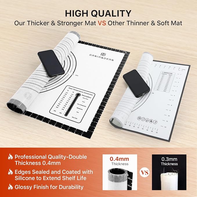 DANIA & DEAN 36"x24" Large Durable Silicone Baking Mat for Pastry and Bread | Non-Slip & Non-Stick Mat with Measurements, for Pizza, Pie Crust, Dough Rolling, Pasta & Sourdough, Reusable Counter Sheet - Image 5