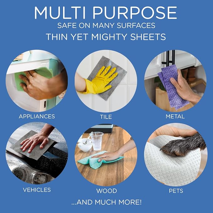 Swedish Dishcloths for Kitchen XL, 12 Sheet Roll, Biodegradable & Compostable, Reusable Paper Towel Cleaning Cloths, 11" x 10", No Odor, Washing Dishes, Ultra Absorbent Cellulose Sponge Towel, By LOLA - Image 7