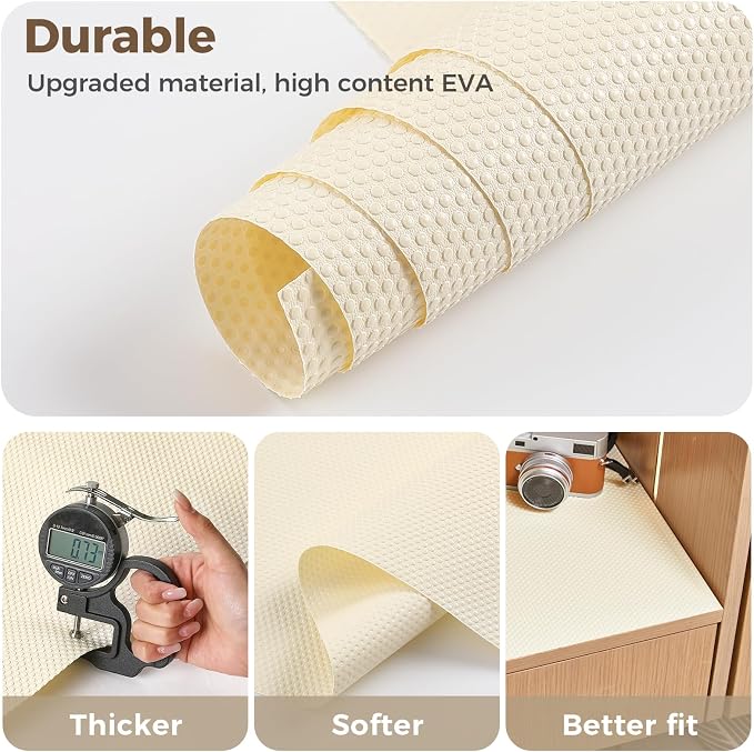 100% EVA Shelf Liner Waterproof Non Adhesive, 24" x 240", Cream - Image 6
