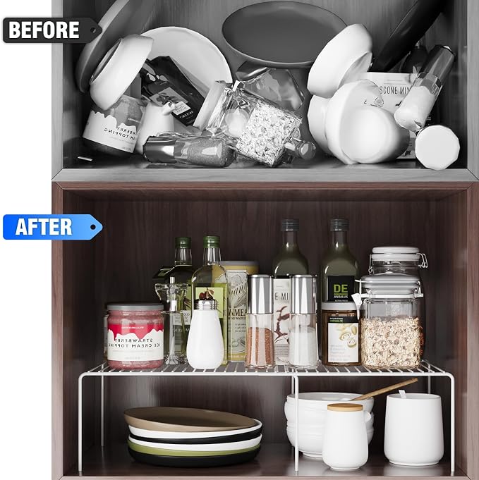 2Pack Expandable Storage Shelf, 13.5"~23" L x 9.4" W x 5.5" H, White - Image 4