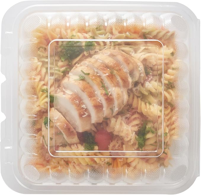 Restaurantware 40 oz Square Frosted Plastic Clamshell Container, 100 Pack - Image 11
