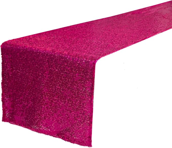 Hot Pink Sequin Table Runner 12 Pack, 12''x108 Glitter Table Runner - Image 3
