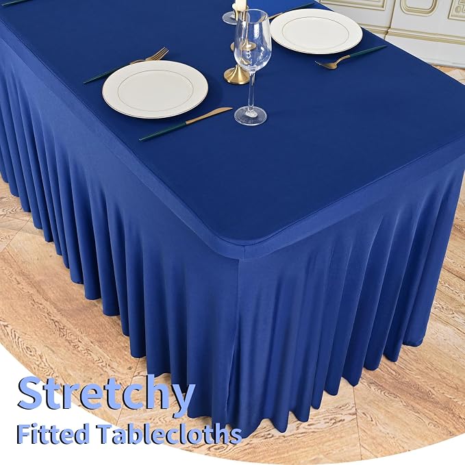 6 Packs Navy Blue Spandex Table Clothes for 6 Ft Tables - Image 4