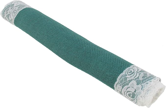 BambooMN Steel Blue 15" x 88" Vintage Lace Burlap Table Runner for Rustic Wedding Bridal Shower Bachelorette Graduation Party Table Home Decor Decorations, 1 Pieces - Image 2