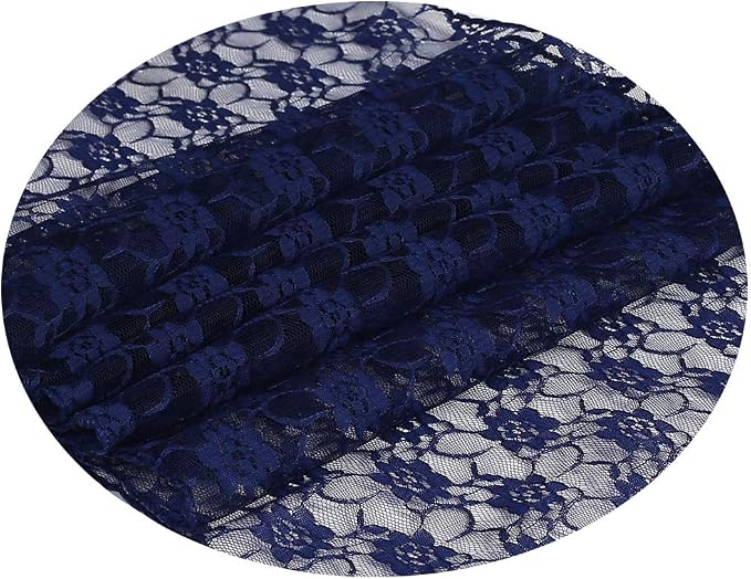 VDS Pack of 15 Floral Lace Table Runners Centerpiece Cloth Linen for Wedding Bithday Graduation Engagement Ceremony Events Party Banquets Table Decoration (12x108 inch) (Navy Blue) - Image 3