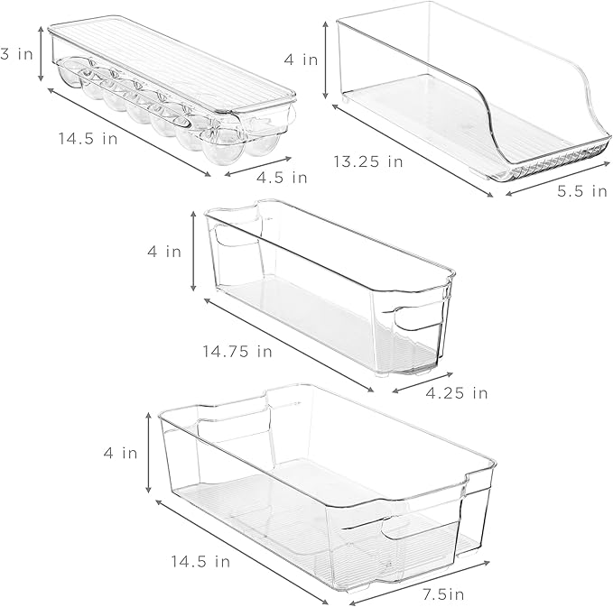 Sorbus Fridge Organizers and Storage Bins for Pantry & Fridge (8 Piece Set) | Stackable design maximizes shelf and cabinet space; useful for refrigerator, freezer and household organization. - Image 2
