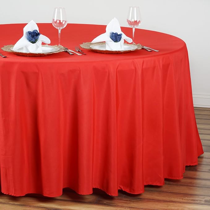 Balsa Circle 10 pcs 108 inch Red Round Washable Polyester Easy-Care Tablecloth for Indoor and Outdoor Bridal Shower Wedding Table Buffet Table Parties Events Kitchen Dining - Image 4