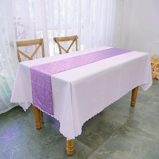 Lavender Sequin Table Runner 6 Pack, 12''x72 Glitter Table Runner - Image 6