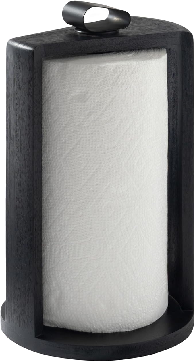 Anji Mountain Wooden Paper Towel Holder with Metal Holder, Holder Stand for Kitchen Roll Organizer & Kitchen Dining Table Home Décor, Countertop Fits Jumbo & Mega Rolls - Black/Black, Top Load - Image 2