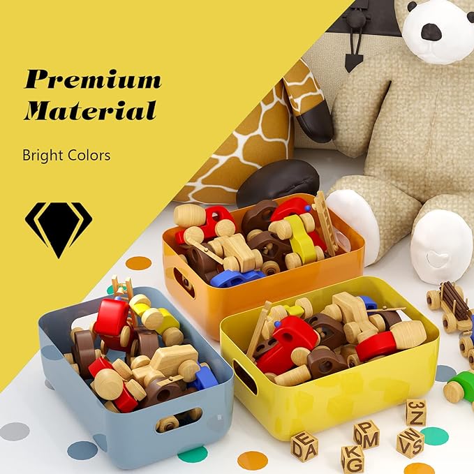 OWill 12 PCS Plastic Storage Bins and Baskets for Efficient Home Classroom Organization Small Containers in Multicolour for Kitchen, Cupboard box, and Bathroom Organizer on Shelves and Tubs - Image 3
