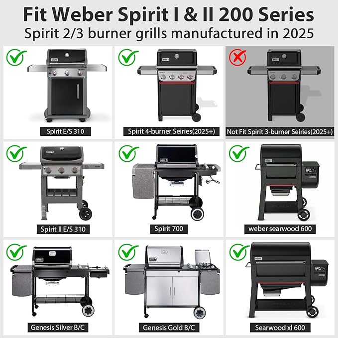 Utheer Ceramic Full-Size Griddle Insert for Weber Searwood 600/600 XL Grills and Large Spirit Series Grill, Spirit I&II 300 Series, for Weber 6787 7638– Nonstick, Easy Clean, Even Heat for Outdoor BBQ