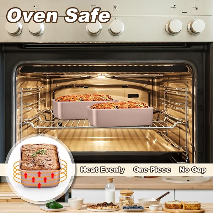 LIANYU 8 Pack Loaf Pans for Baking Bread 9x5In, Stainless Steel Meatloaf Baking Loaf Tins, Heavy Duty Metal Bakeware for Bread Cake Brownies, Non Stick & Easy Release, Rose Gold - Image 5