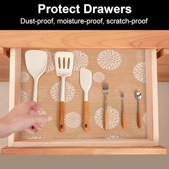 Cooyes Shelf Liners for Kitchen Cabinets Waterproof Kitchen Cupboard Mats - Image 2