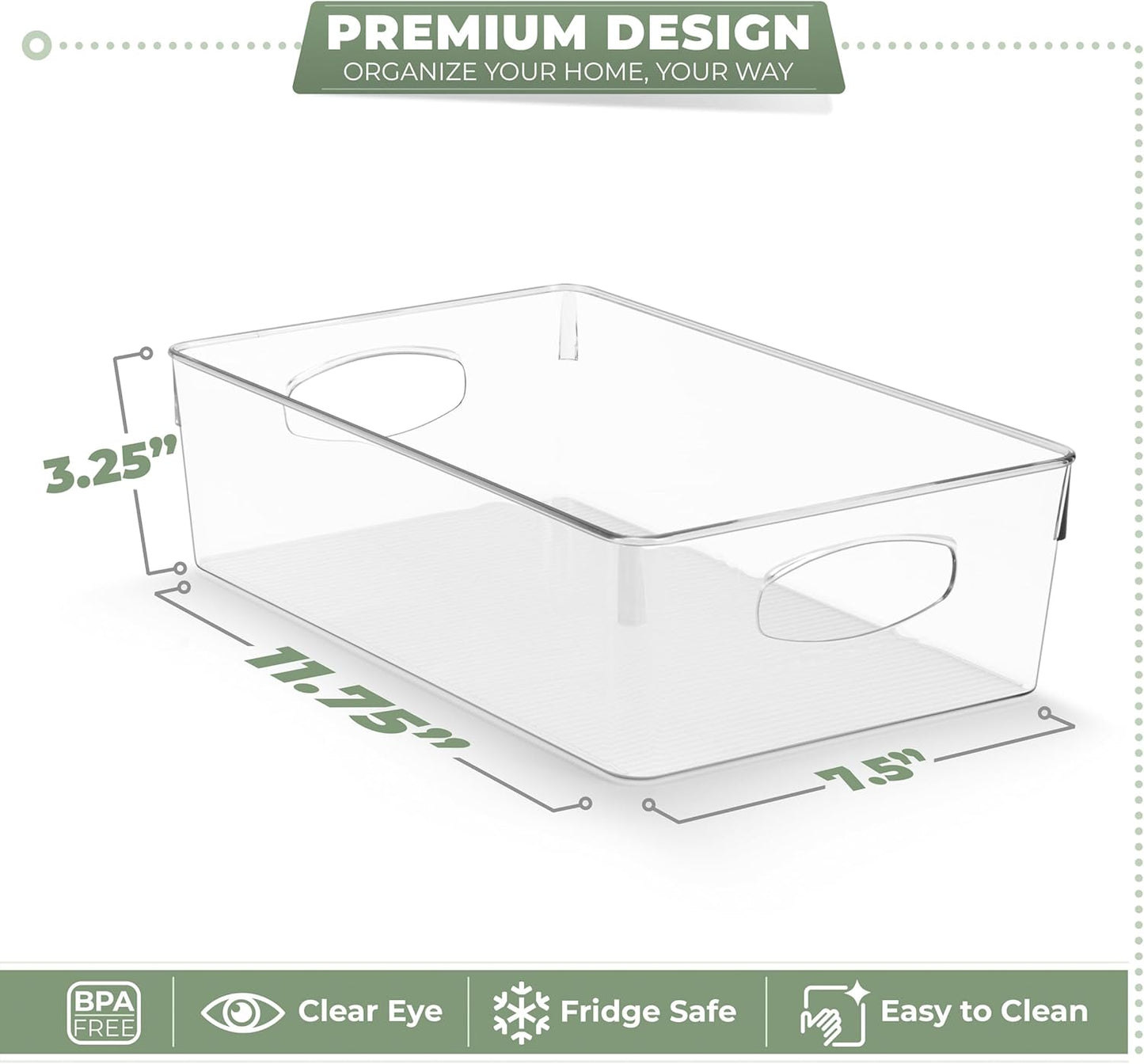 Sorbus 10-Pack XL Clear Plastic Organizing Bins – Clear Bins for Organizing, Refrigerator Organizers, Fridge Organizer, Pantry Storage, Kitchen Organizer, and Pantry Organizers and Storage Bins