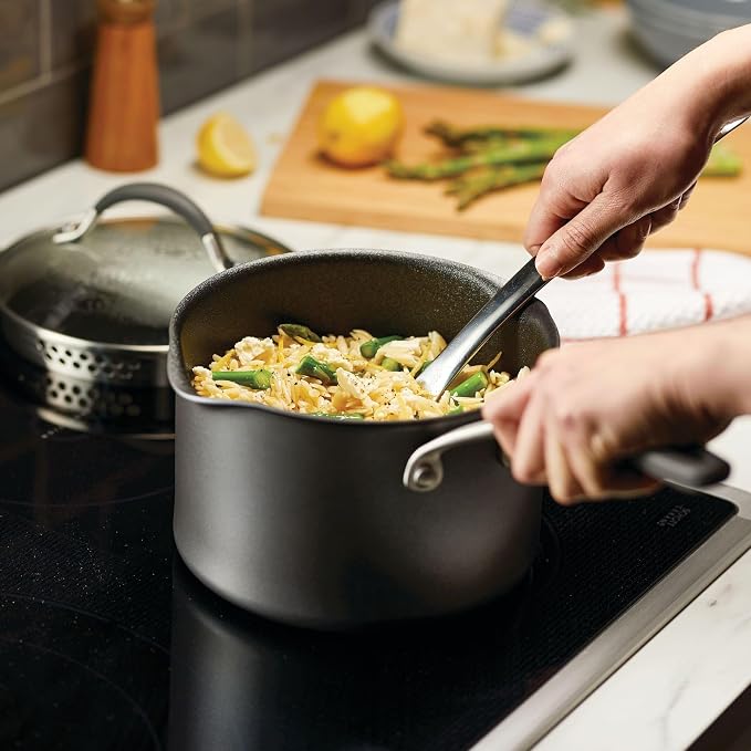 Circulon A1 Series Nonstick Straining Sauce Pan with Lid, 3-Quart, Graphite - Image 2