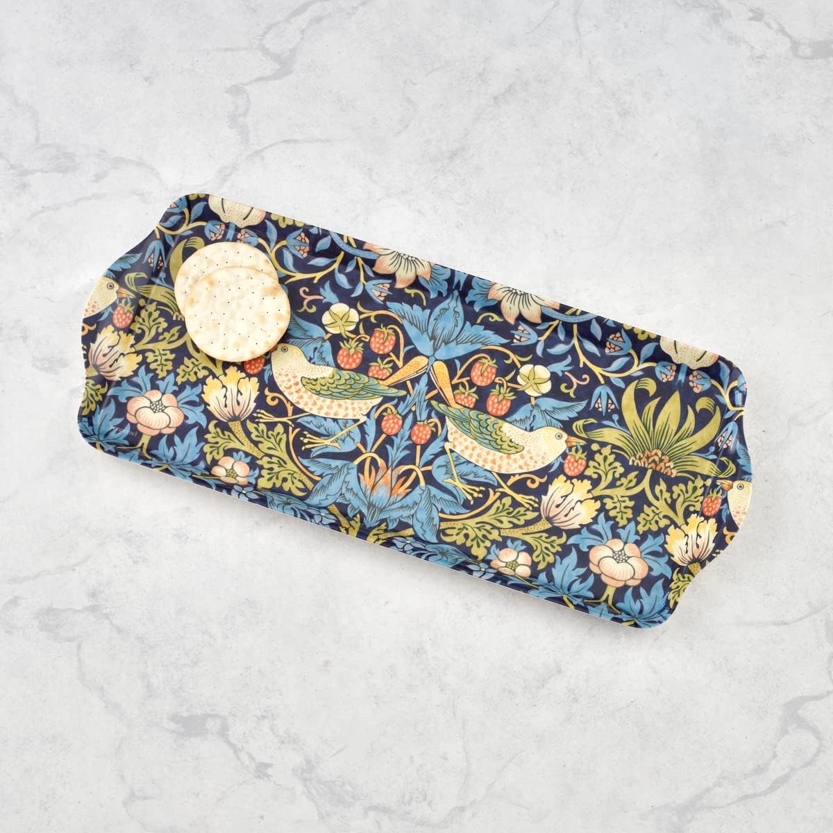 Pimpernel Morris & Co Strawberry Thief Blue Melamine Tray with Handles - Elegant Serving Tray for Tea Parties, Decorative Sandwich Display - Stylish Kitchen & Dining Organization, Ideal Gift for Her