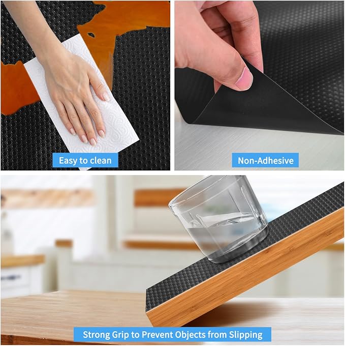 Bloss Shelf Liners, Black Drawer Liner 24x118 inch, Non Adhesive EVA Drawer Mat Liners Roll for Bathroom, Kitchen, Desks, Deco Shelves - Image 5