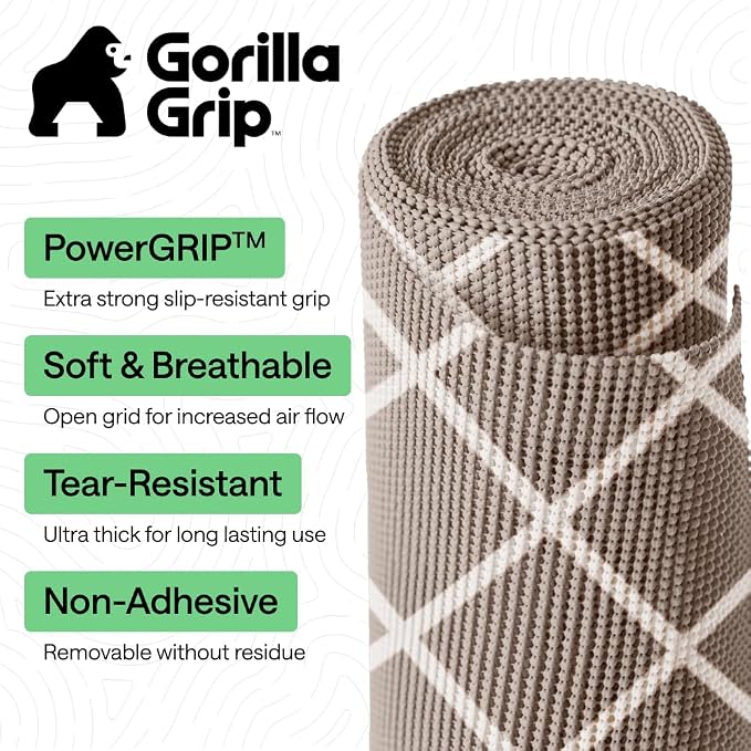 GORILLA GRIP powerGRIP Drawer Shelf and Cabinet Liner, 20" x20', Beige - Image 2