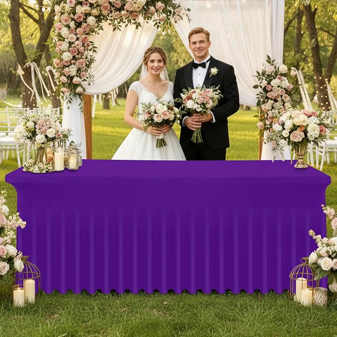 Moosfor 2 Pack Spandex Fitted Rectangle Tablecloth, Elastic Table Skirt - Image 2