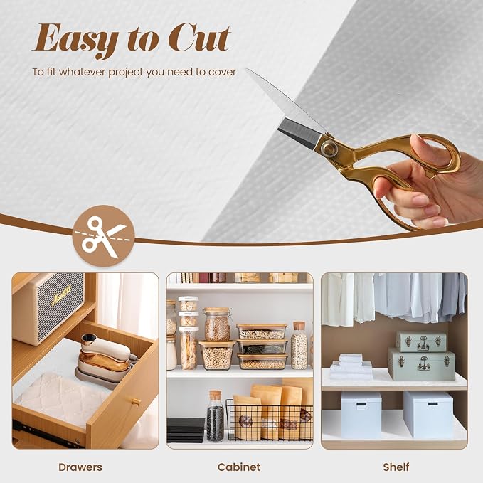 Drawer Shelf Liner for Kitchen Cabinets Non Adhesive, Slip Resistant Shelf Paper Easy to Clean, Strong Grip Thickened Cabinet Liners Waterproof for Pantry Shelves Cupboard, White, 17.5 in x 10 FT - Image 5