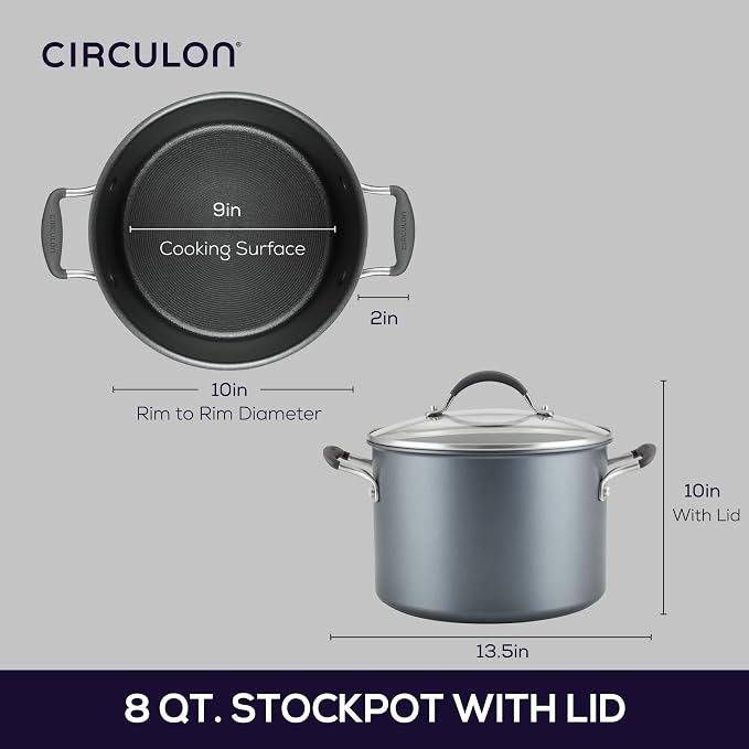 Circulon A1 Series Nonstick Induction Stockpot with Lid, 8-Quart, Graphite - Image 3