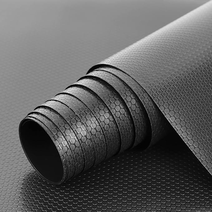Shelf Liner Kitchen Cabinet Drawer Mat, 23.6"W x 157.5"L Non Adhesive Black by HooTown