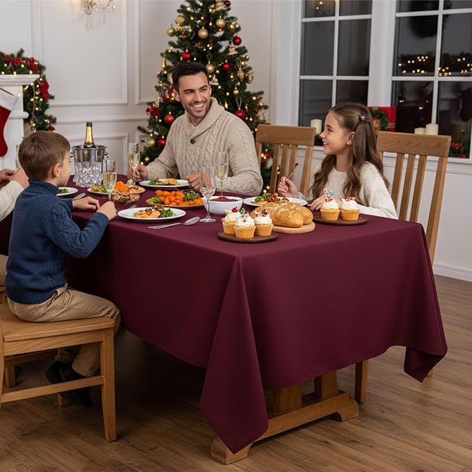 Fitable 8 Pack Burgundy Tablecloths 60x102 Inch for 6 Ft Rectangle Tables - Image 2