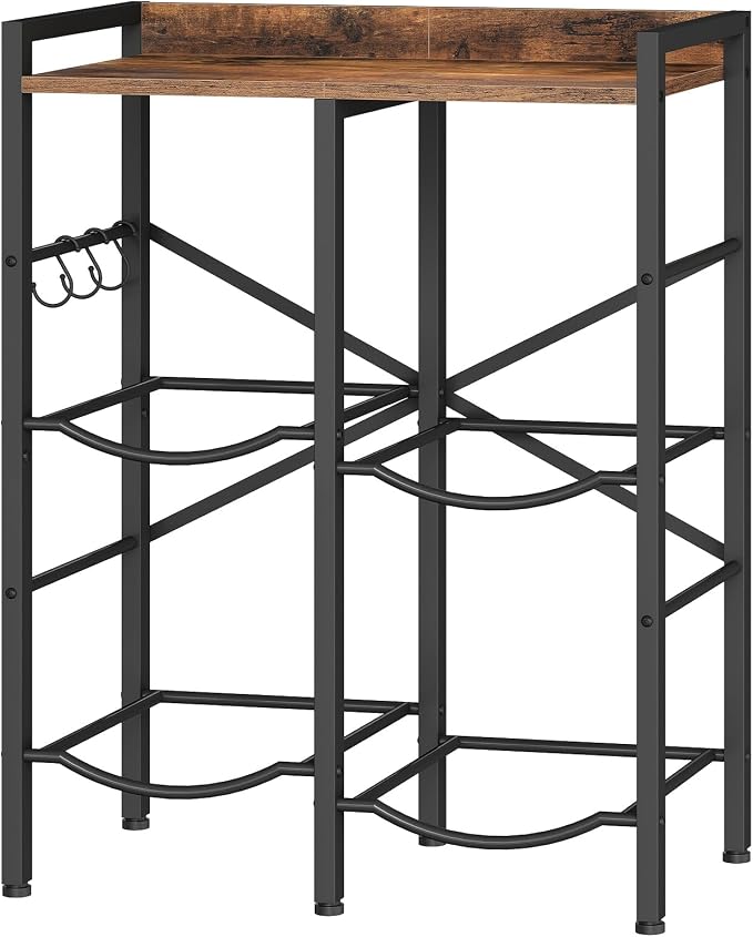 HOOBRO 5 Gallon Water Jug Holder 4 Bottles, Water Jug Rack, 2 Tier Water Bottle Holder with X-Shape Reinforcement, for Kitchen, Living Room, Office, Rustic Brown and Black BF04ST01 by HOOBRO