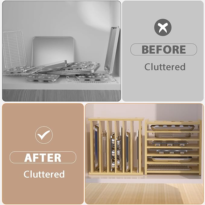 7 Tier Wooden Tray Dividers for Cabinets - Image 4