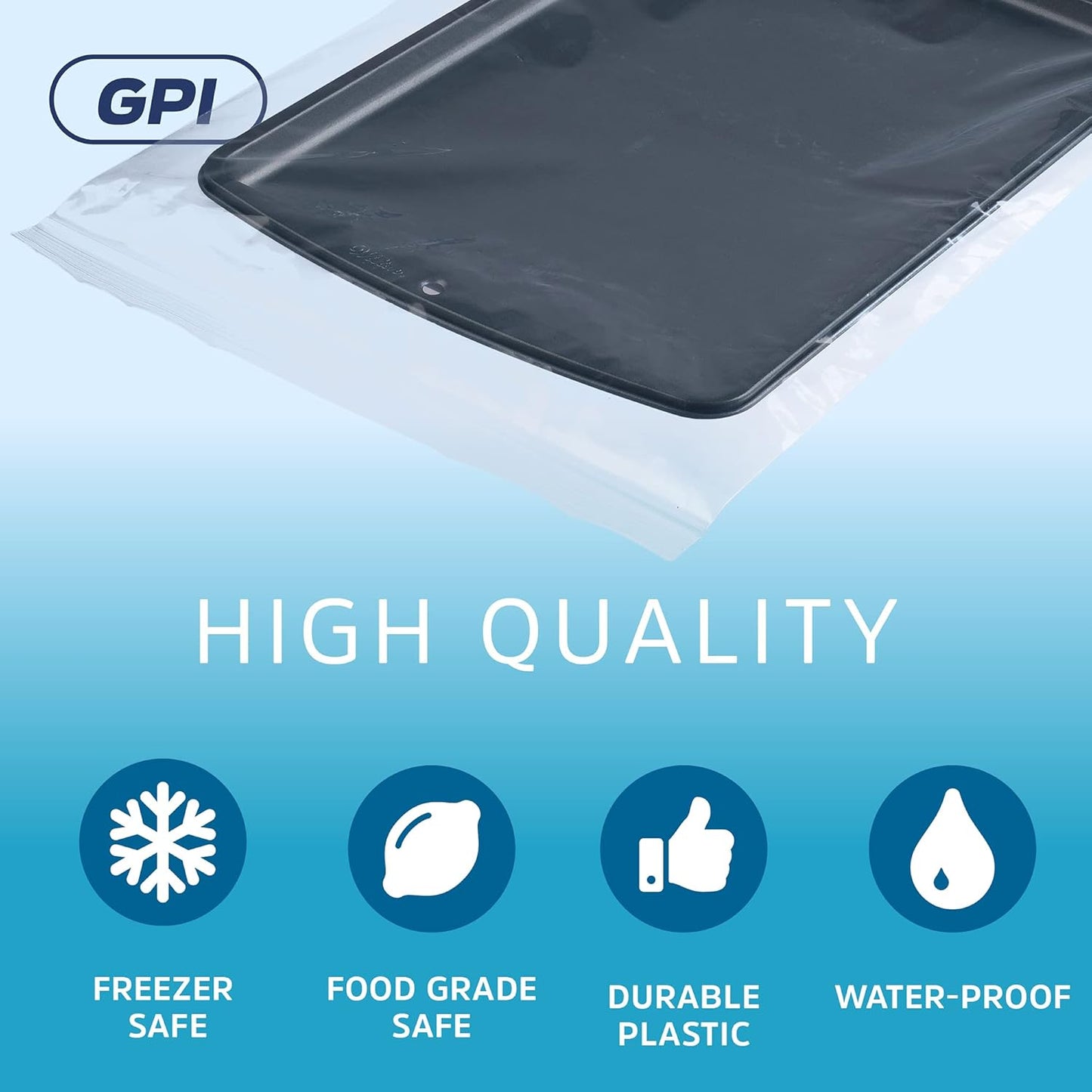 GPI Pack of 200, 14" X 20" Clear Plastic Reclosable Zip Bags - Bulk 2 Mil Thick Strong & Durable Poly Baggies with Resealable Zip Top Lock for Travel, Storage, Packaging & Shipping