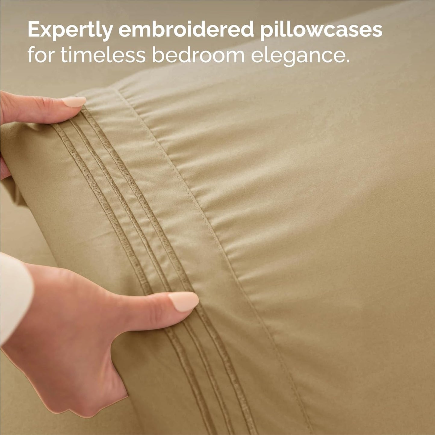 King Size 4 Piece Sheet Set - Comfy Breathable & Cooling Bed Sheets Set - Hotel Luxury Bedding for Women, Men, Kids, Teens, Boys & Girls - Deep Pockets, Ultra-Soft and Wrinkle Free - Oeko-Tex - Beige