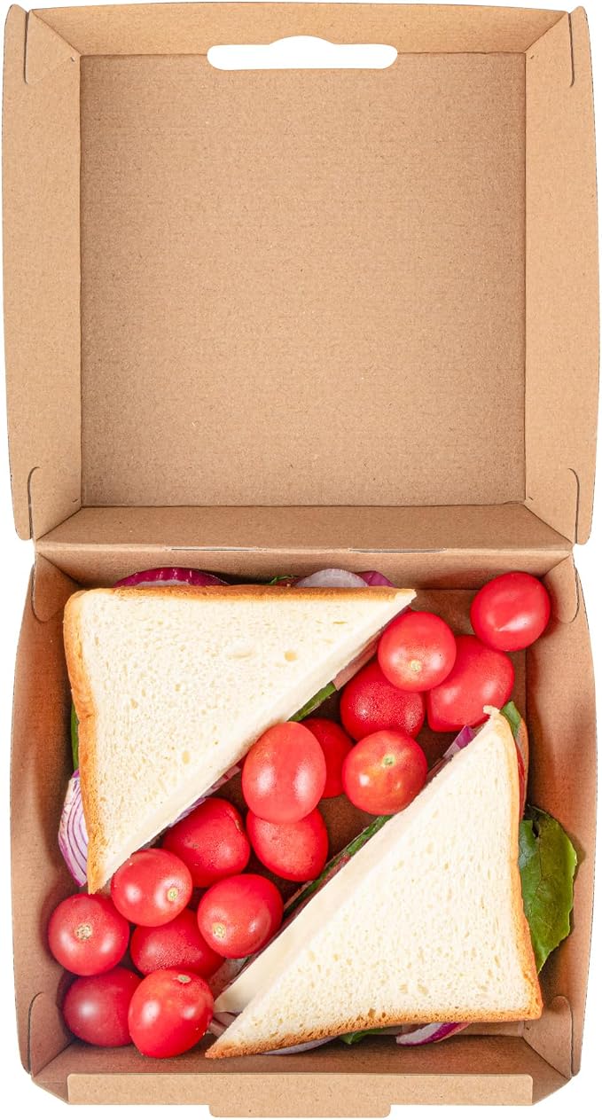 Restaurantware Square Kraft Paper Corrugated Clamshell Container, 100 Pack - Image 9