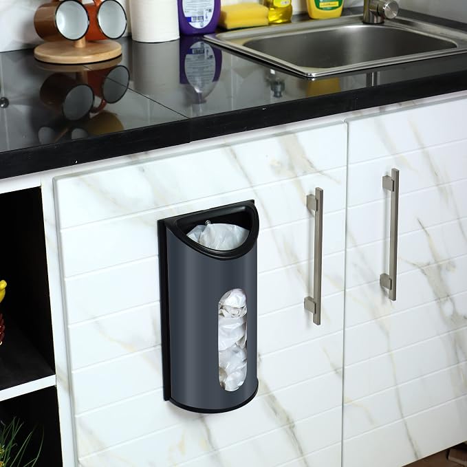 Utopia Kitchen Wall-Mounted Stainless Steel Grocery Bag Holder, Grey - Image 5