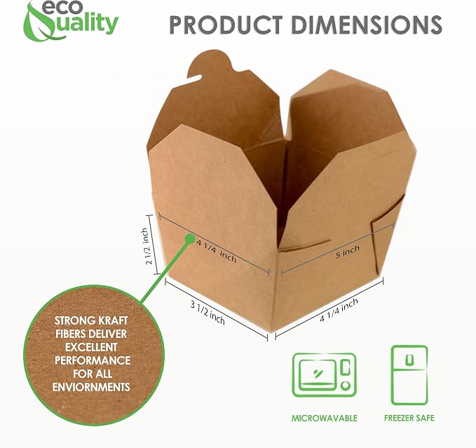Take Out Food Containers 26 oz Kraft Brown Paper Take Out Boxes Microwaveable Leak and Grease Resistant - To Go Containers for Restaurant, Catering, Food Truck - Recyclable Lunch Box #1 (900) - Image 2