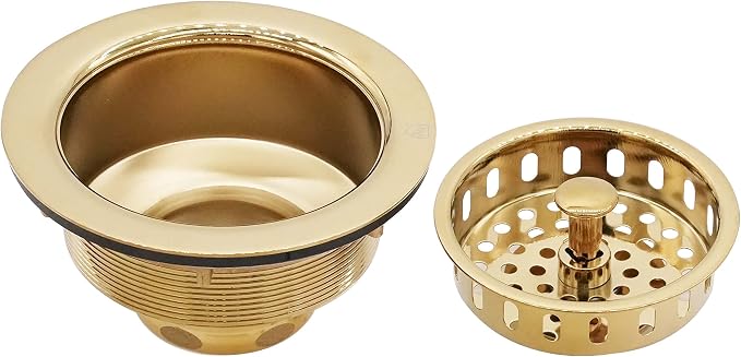Westbrass D214-01 3-1/2" Post Style Large Kitchen Sink Basket Strainer, Polished Brass - Image 4