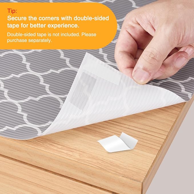 Glotoch Drawer Liner and Shelf Liner, 12 in x 30 ft, Quatrefoil Gray - Image 5